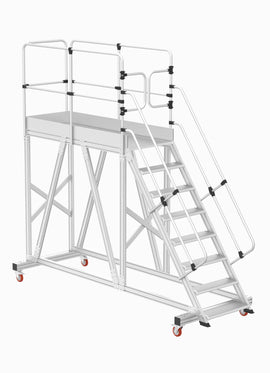 סולם תחזוקה נייד מאלומיניום עם פלטפורמה ארוכה 7+1 שלבים