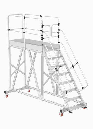 סולם תחזוקה נייד מאלומיניום עם פלטפורמה ארוכה 7+1 שלבים