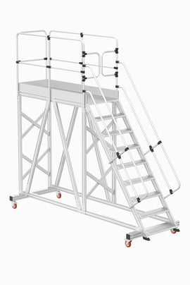 סולם תחזוקה נייד מאלומיניום עם פלטפורמה ארוכה 8+1 שלבים