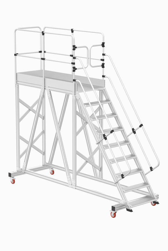 סולם תחזוקה נייד מאלומיניום עם פלטפורמה ארוכה 8+1 שלבים
