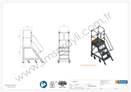 סולם תחזוקה תעשייתי נייד מאלומיניום – 3+1 שלבים, גובה משטח דריכה 1 מ' | כולל פלטפורמה ומעקה בטיחות Sarayli