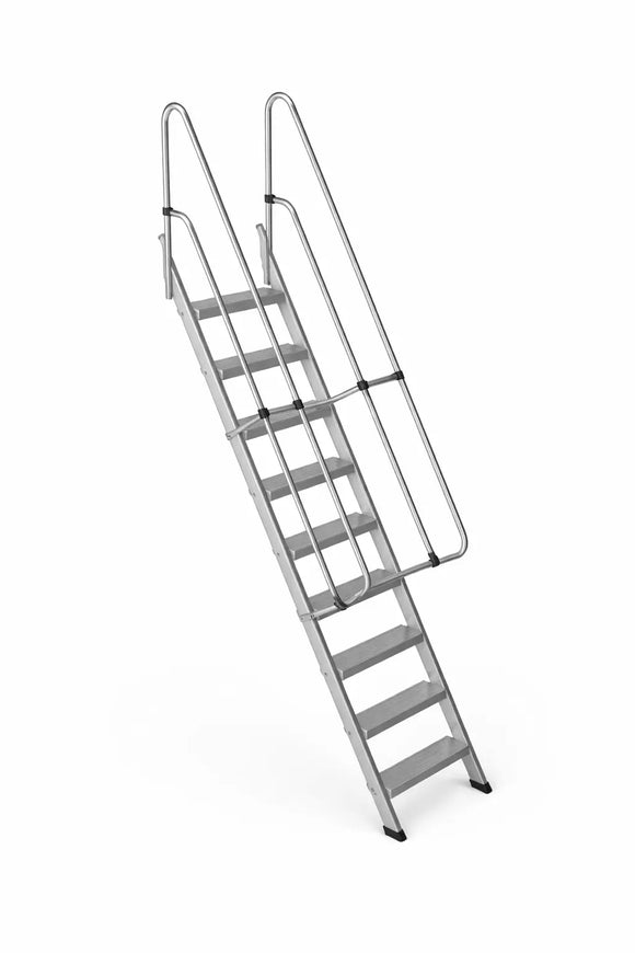 סולם מדרגות מאלומיניום 9 שלבים עם מעקה בטיחות