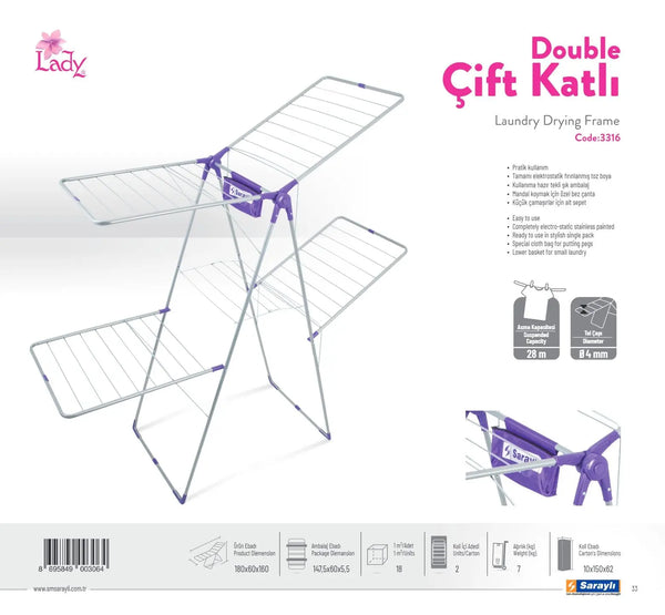 🧺 מתקן כביסה Caprice Double – פתרון כפול לנוחות מושלמת! Sarayli