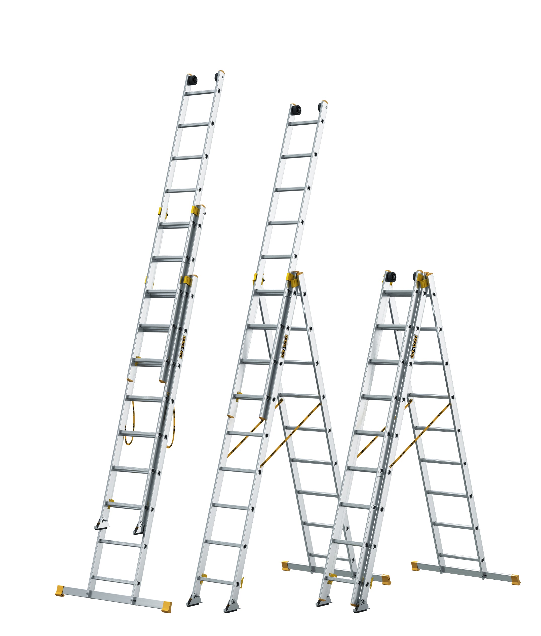 סולם אלומיניום מקצועי –3 חלקים 3x9 שלבים סדרת MAX עד 150 ק"ג