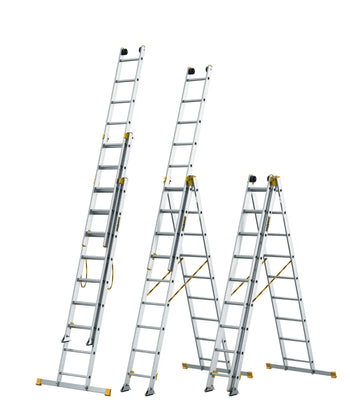 סולם אלומיניום מקצועי –3 חלקים 3x9 שלבים סדרת MAX עד 150 ק"ג Drabest
