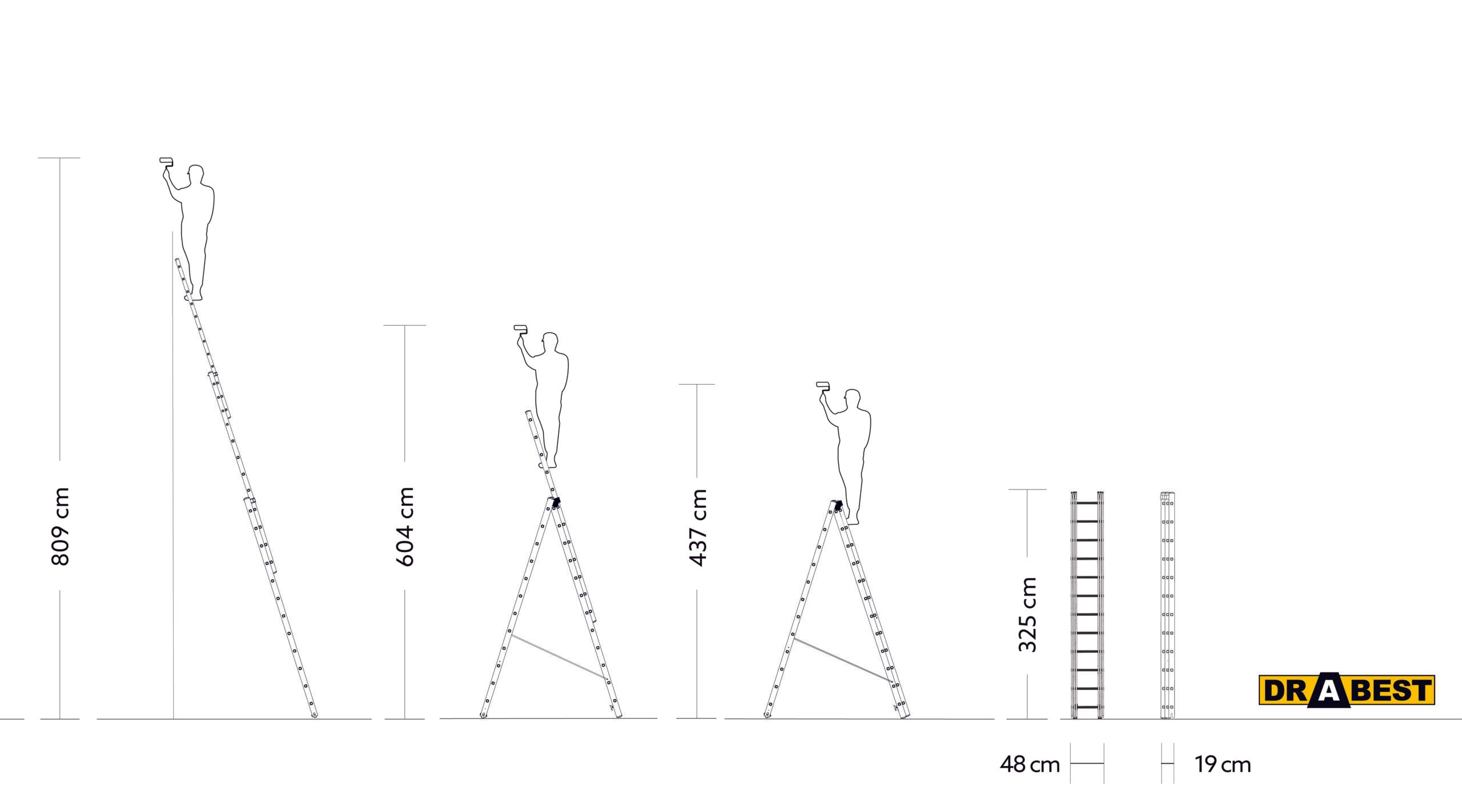 סולם ג' שחיל מקצועי 3X12 שלבים