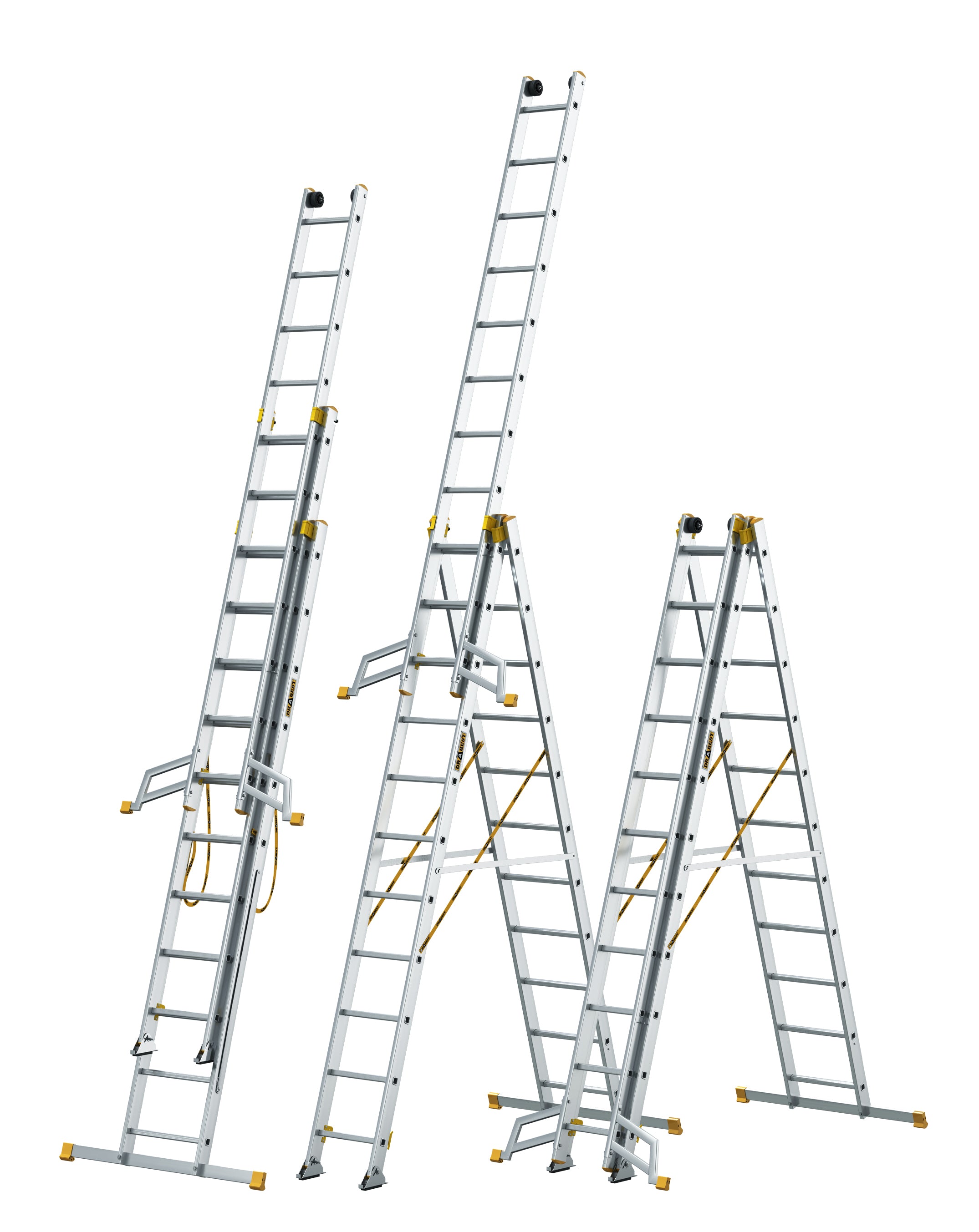 סולם אלומיניום מקצועי –3 חלקים 3x11 שלבים סדרת MAX עד 150 ק"ג