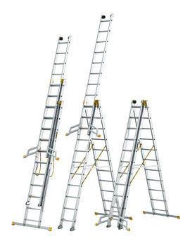 סולם אלומיניום מקצועי –3 חלקים 3x11 שלבים סדרת MAX עד 150 ק"ג Drabest