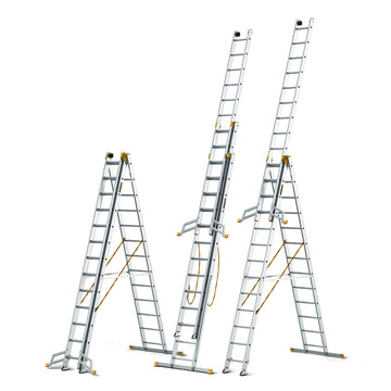סולם אלומיניום מקצועי –3 חלקים 3x13 שלבים סדרת MAX עד 150 ק"ג