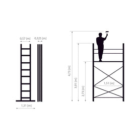 פיגום אלומיניום נייד של HECTOR Pro רב שימוש | גובה עבודה עד 4.75 מ׳ Drabest