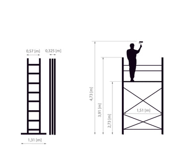 HECTOR Pro – פיגום אלומיניום רב-שימושי 3 ב-1 | גובה מדרך: כ-2.75 מ׳ | גובה עבודה: עד 4.75 מ׳ (כולל אדם) - 0