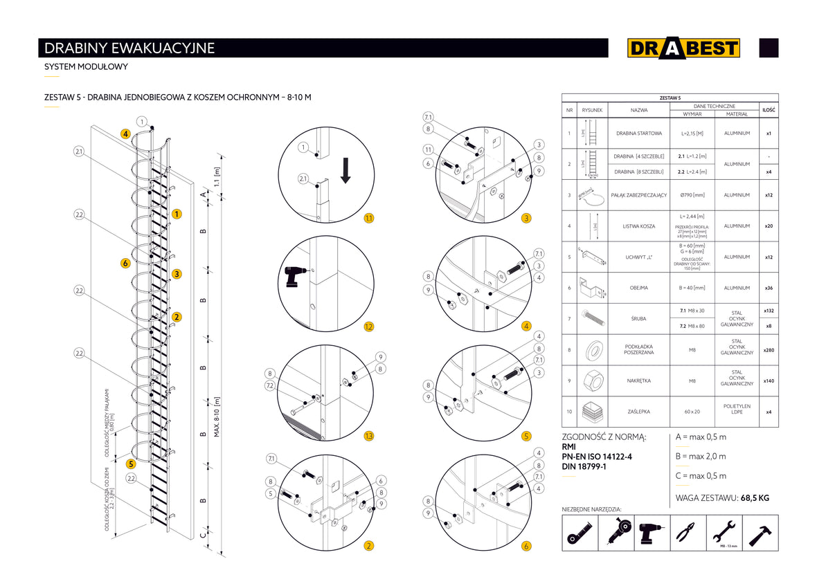 Drabest drabiny ewakuacyjne alu spawane 2023 10