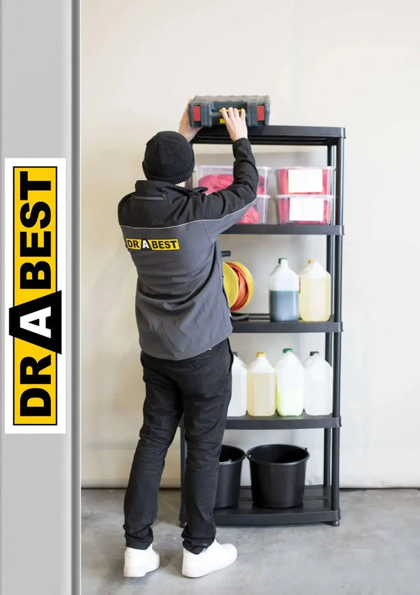 מדפי פלסטיק לבית למחסן ולעסק 180×74×40 ס"מ – 5 מדפים Drabest