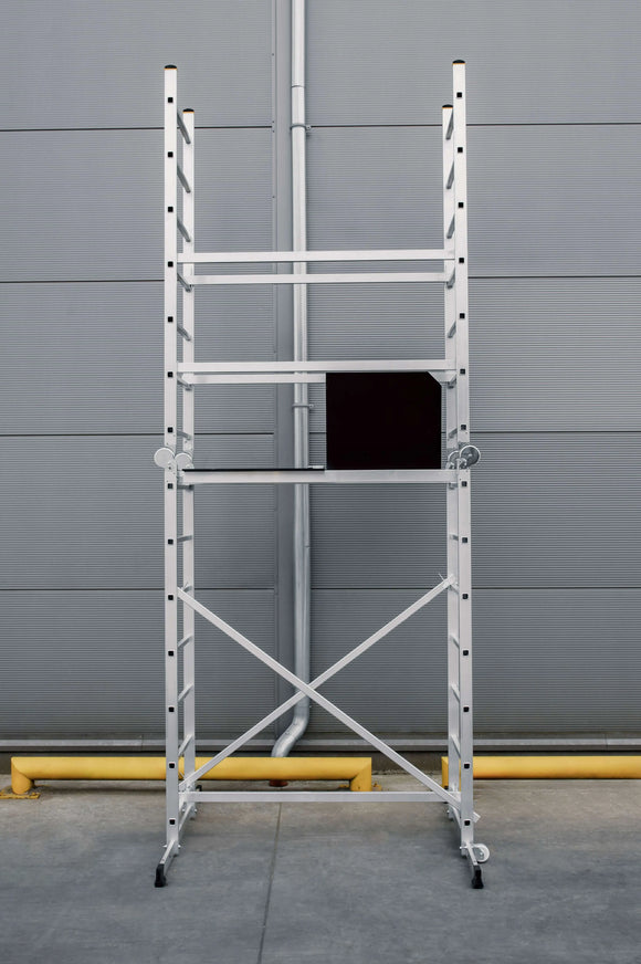 פיגום סולמות חצי מקצועי 3 ב -1 | רב שימושי לעבודה בטוחה בגובה עד 4 מ Drabest