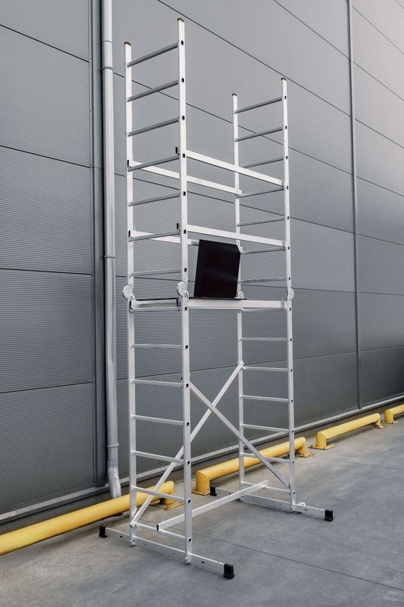 פיגום סולמות חצי מקצועי 3 ב -1 | רב שימושי לעבודה בטוחה בגובה עד 4 מ Drabest