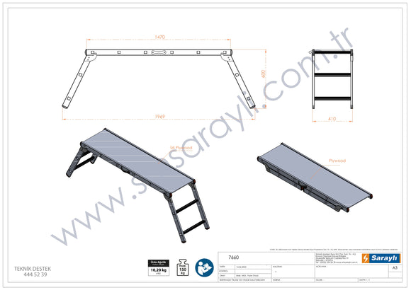 פודסט מתקפל גובה 60 ס"מ