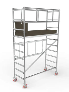 פיגום אלומיניום נייד מתקפל – מקצועי וחזק | גובה מדרך: 2.00 מ׳ | גובה עבודה: עד 4.00 מ׳ (כולל אדם) Sarayli