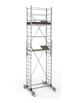 פיגום אלומיניום טלסקופי נייד דגם 7513 – גובה משטח: כ-5.00 מ׳ | גובה עבודה: עד 7.00 מ׳ (כולל אדם) | תקן EN1004