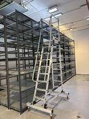 סולם אלומיניום עם פלטפורמה לסידור מדפים ומלאי במחסנים 9+1 שלבים לגובה עבודה 4.65 מ'-3