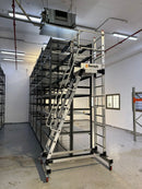 סולם אלומיניום עם פלטפורמה לסידור מדפים ומלאי במחסנים 9+1 שלבים לגובה עבודה 4.65 מ'-2