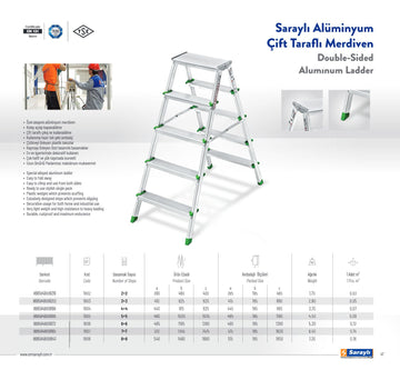 סולם אלומיניום  דו צדדי 2+2 שלבים SARAYLI - 0