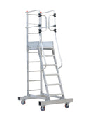 סולם אלומיניום עם פלטפורמה לסידור מדפים ומלאי במחסנים 5+1 שלבים לגובה עבודה 3.63 מ'-1