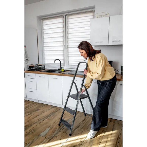 סולם מתכת ביתי 3 מדרגות 125 ק"ג Drabest