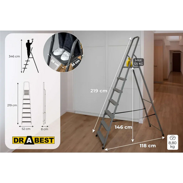 סולם מתכת ביתי 7 שלבים 125 ק"ג Drabest