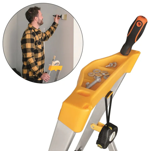 סולם אלומיניום פרמיום מקצועי 3 שלבים מדרגות רחבות DRABEST