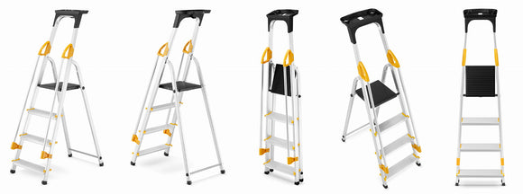 סולם אלומיניום 4 שלבים עם מאחז יד