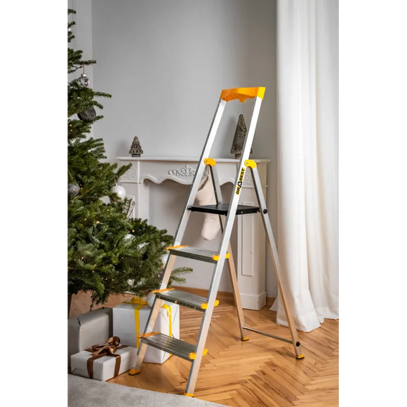 סולם אלומיניום פרמיום מקצועי 4 שלבים מדרגות רחבות DRABEST