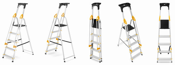 סולם אלומיניום 5 שלבים עם מאחז יד