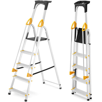 סולם אלומיניום 5 שלבים עם מאחז יד