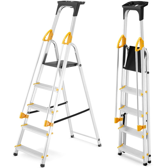 סולם אלומיניום 5 שלבים עם מאחז יד