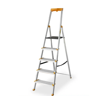 סולם אלומיניום פרמיום מקצועי 5 שלבים מדרגות רחבות DRABEST - 0