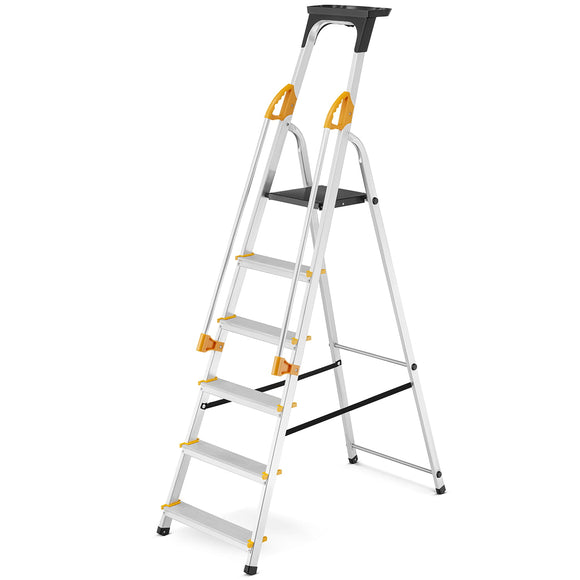 סולם אלומיניום 6 שלבים עם מאחז יד