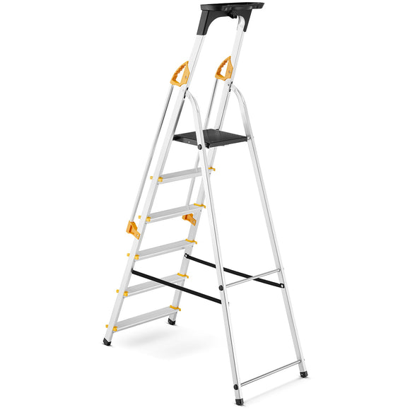 סולם אלומיניום 6 שלבים עם מאחז יד