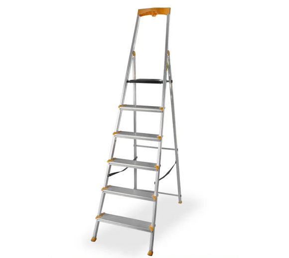 סולם אלומיניום פרמיום מקצועי 6 שלבים מדרגות רחבות DRABEST