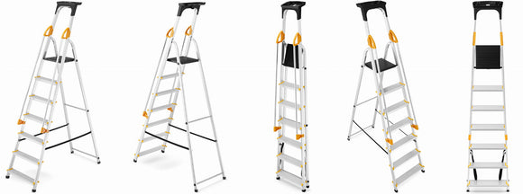 סולם אלומיניום 7 שלבים עם מאחז יד
