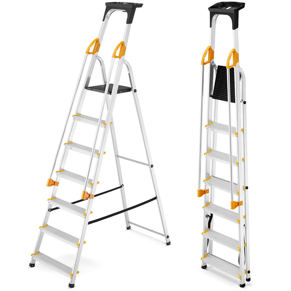 סולם אלומיניום 7 שלבים עם מאחז יד
