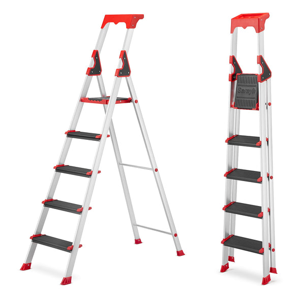 סולם שירות פרמיום מאלומיניום 5 שלבים