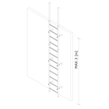 סולם יחיד ללא סל מגן עד 3 מטר - אלומיניום