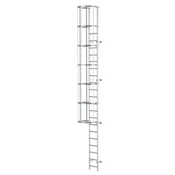 סולם אלומיניום 4-6 מ' עם כלוב הגנה לעליות גג ויציאות חירום
