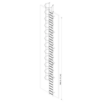 סולם אלומיניום 8-10 מ' עם כלוב הגנה לעליות גג ויציאות חירום - 0