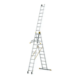 סולם אלומיניום מקצועי –3 חלקים 3x11 שלבים סדרת MAX עד 150 ק"ג Drabest