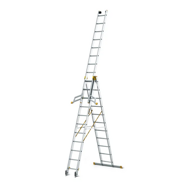 סולם אלומיניום מקצועי –3 חלקים 3x11 שלבים סדרת MAX עד 150 ק"ג - 0