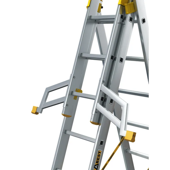 סולם אלומיניום מקצועי –3 חלקים 3x11 שלבים סדרת MAX עד 150 ק"ג