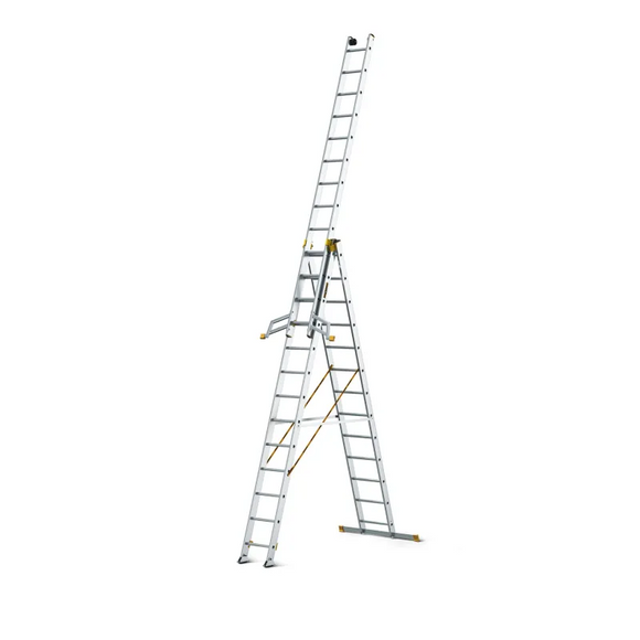 סולם אלומיניום מקצועי –3 חלקים 3x13 שלבים סדרת MAX עד 150 ק"ג
