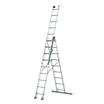 סולם אלומיניום מקצועי –3 חלקים 3x9 שלבים סדרת MAX עד 150 ק"ג - 0