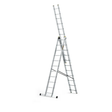 סולם אלומיניום מקצועי רב-שימושי – 3×11 שלבים DRABEST PRO | סולם ג', דו-צדדי ושחיל | תוצרת אירופה, תקן EN131